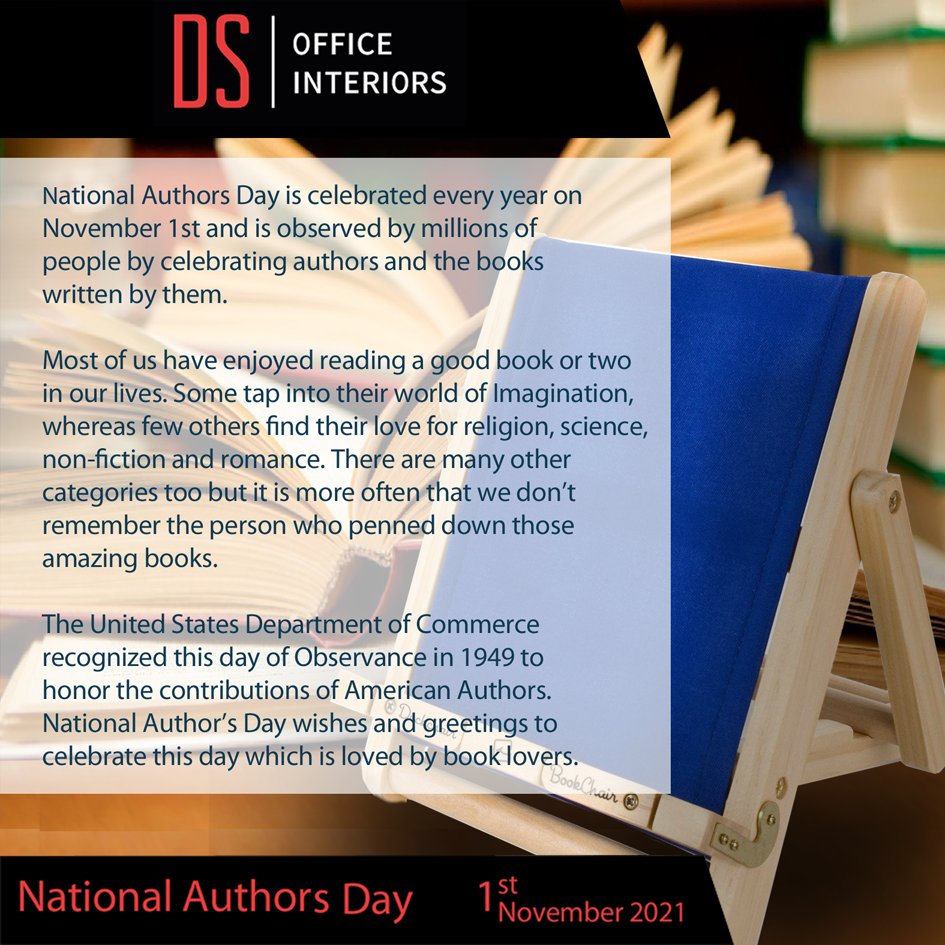 dsofficeint's tweet photo. At DS Office Interiors we would like to wish everyone a Happy National Authors Day. Why not share with us both your favourite author and book! Please comment below:
#nationalauthorsday #authors #lovebooks #escapeinabook #lovereading #dsofficeint https://t.co/y6vmEwwFEK