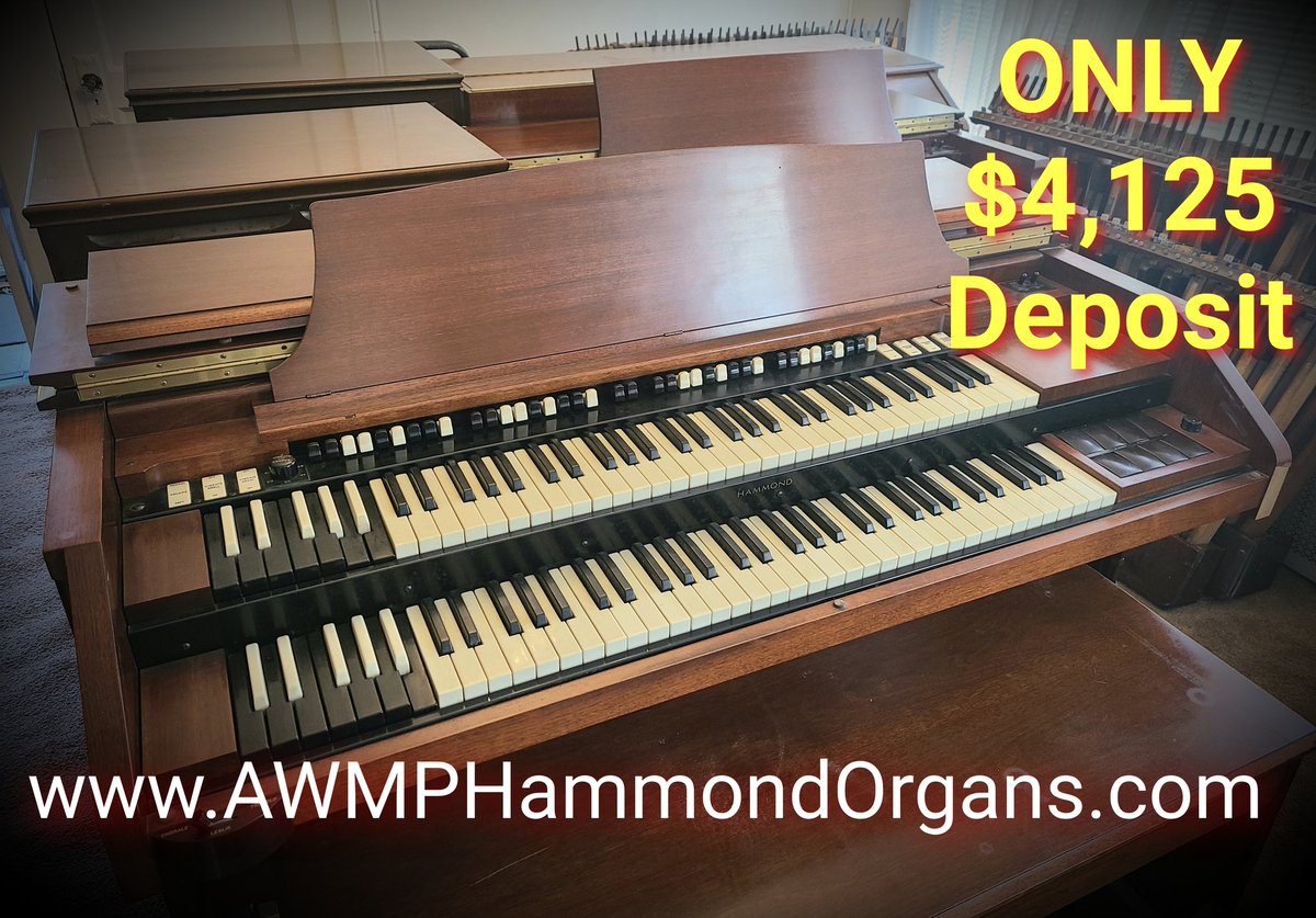 RevAWMP's tweet photo. First of November HAMMOND ORGAN SPECIAL! Hammond RT-3 and Leslie 122. Normally priced $11,000. ON SALE FOR ONLY $8,250! Only 1/2 Deposit required! Inbox me NOW to purchase! Serious purchases ONLY please! #RevAWMP #AWMPHammondOrgans #LoveAndPassion https://t.co/qjf5tTc7fZ https://t.co/JvXSM4GbhZ