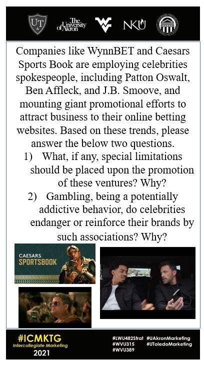 CopywriterBob's tweet image. Welcome to #ICMKTG for the week of 11/1-6/2021. This week we confront the marketing issues of potentially addictive behaviors, sin marketing, celebrity endorsement, and marketing regulation. 
#wvu389 #wvu315 #UToledoMarketing #UAkronMarketing #LWU482Strat