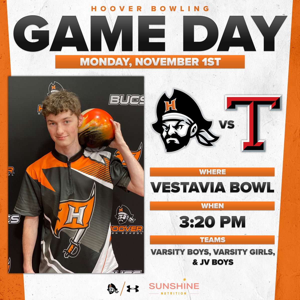 hhsbucsbowling's tweet photo. All 3 teams are in action today at Vestavia Bowl in a big area matchup against Thompson. Go Bucs! #sailsup #pinsdown #unf1n1shed https://t.co/fwcUBAJub1