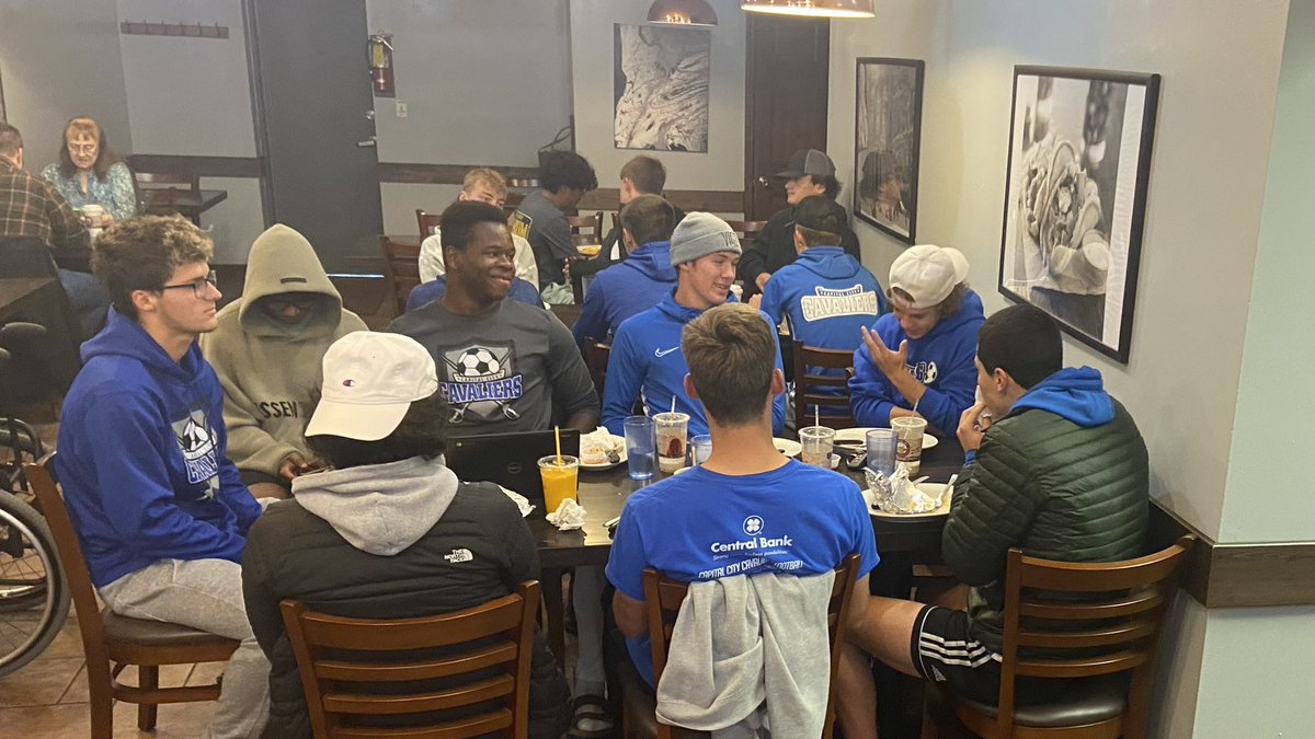 CCHSCavsSoccer's tweet photo. Thank you @coffeezone for providing the team breakfast this morning! 🍳☕️

What better way to prepare for tonight?!  Starting the day off right with the most important meal of the day!! ⚽️💙 https://t.co/9n5kkjmhVj