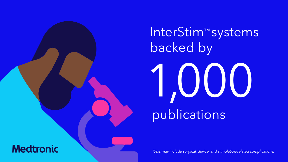 MDTPelvicHealth's tweet photo. It's #BladderHealthAwarenessMonth, a great time talk to patients about Interstim™ systems, backed by 1,000 publications: https://t.co/oJYZPytrhZ 

Risks may include surgical, device, and stimulation-related complications. See Important Safety Info: https://t.co/HZCJDTtUkc https://t.co/cv42YElmlH