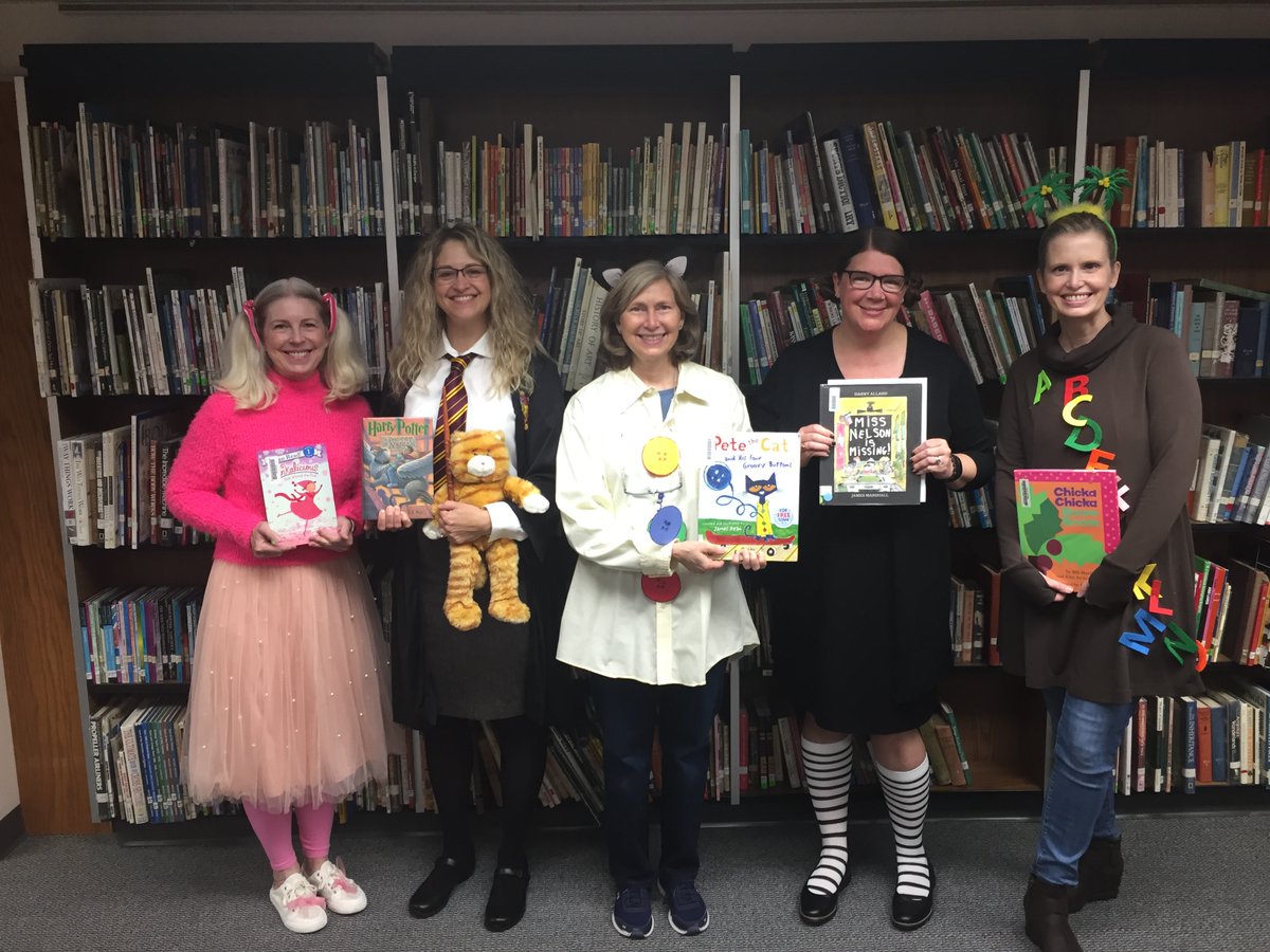 GuyBraryMan's tweet photo. Look who visited our library today. Pinkalicious, Hermione Granger, Pete the Cat, Viola Swamp and Chicka Chicka Boom Boom! 
@MinnehahaAcad https://t.co/LwkBKBRm5Y