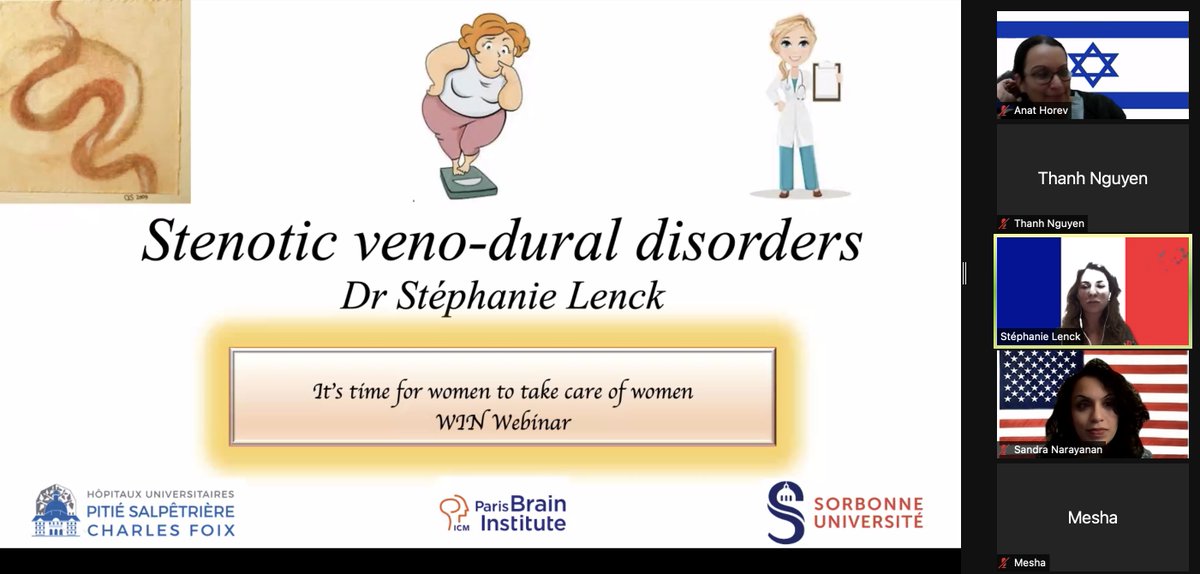 WomenInNeuroIR's tweet photo. Bravo to @LenckStephanie and @AnatHorev for excellent talks on the pathophysiology of IIH and endovascular treatment of IIH. Great to meet @WomenInNeuroIR from across the world for our inaugural WINN Chat. https://t.co/GpDAHL2B9s