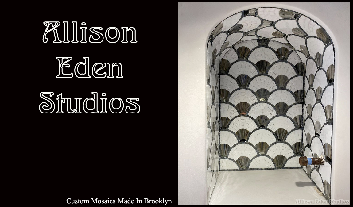 AllisonEdenArt's tweet photo. Attention to detail is critical to my art form. We also count on talented #tileinstallers to make our work look it's best :-) Recently completed custom #potfiller niche #glass #mosaic #scallop #pattern for a unique #kitchen #classic #art #tile project #MadeInBrooklyn @LATICRETE https://t.co/X6Un8Q4lFZ