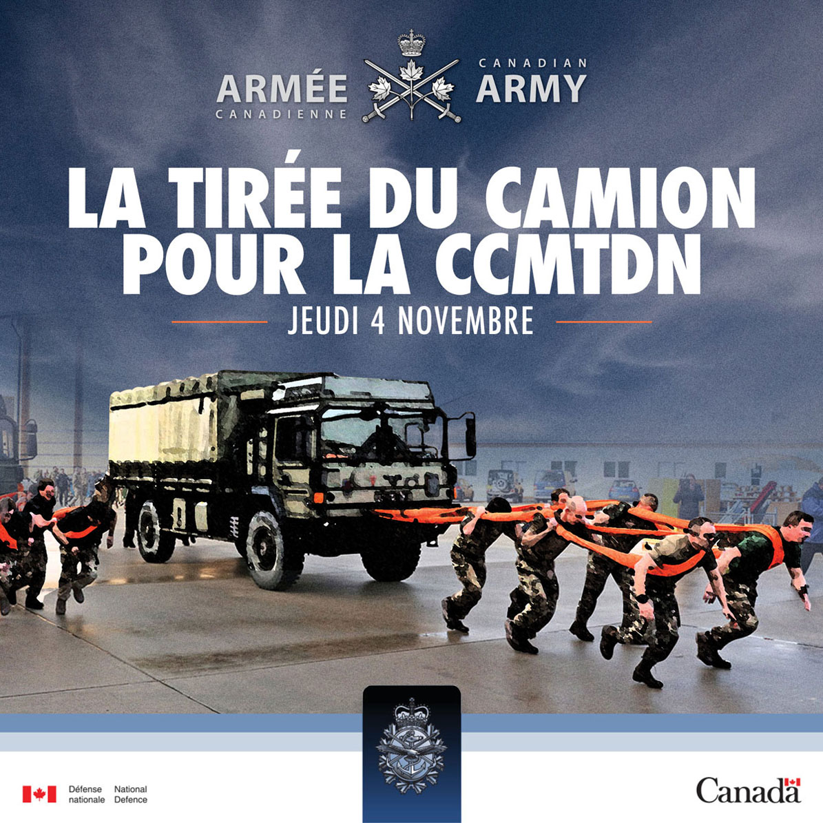 army_SM_armee's tweet photo. Le tir de camion de la #CCMTDN de l’Armée canadienne, c’est pour bientôt! N’oubliez pas d’inscrire votre équipe d’ici le 3 nov. Si vous ne pouvez pas y participer, regardez-le EN DIRECT sur la page Facebook de l’Armée canadienne! https://t.co/W5TbPt47EC https://t.co/IWOLPlcvqo