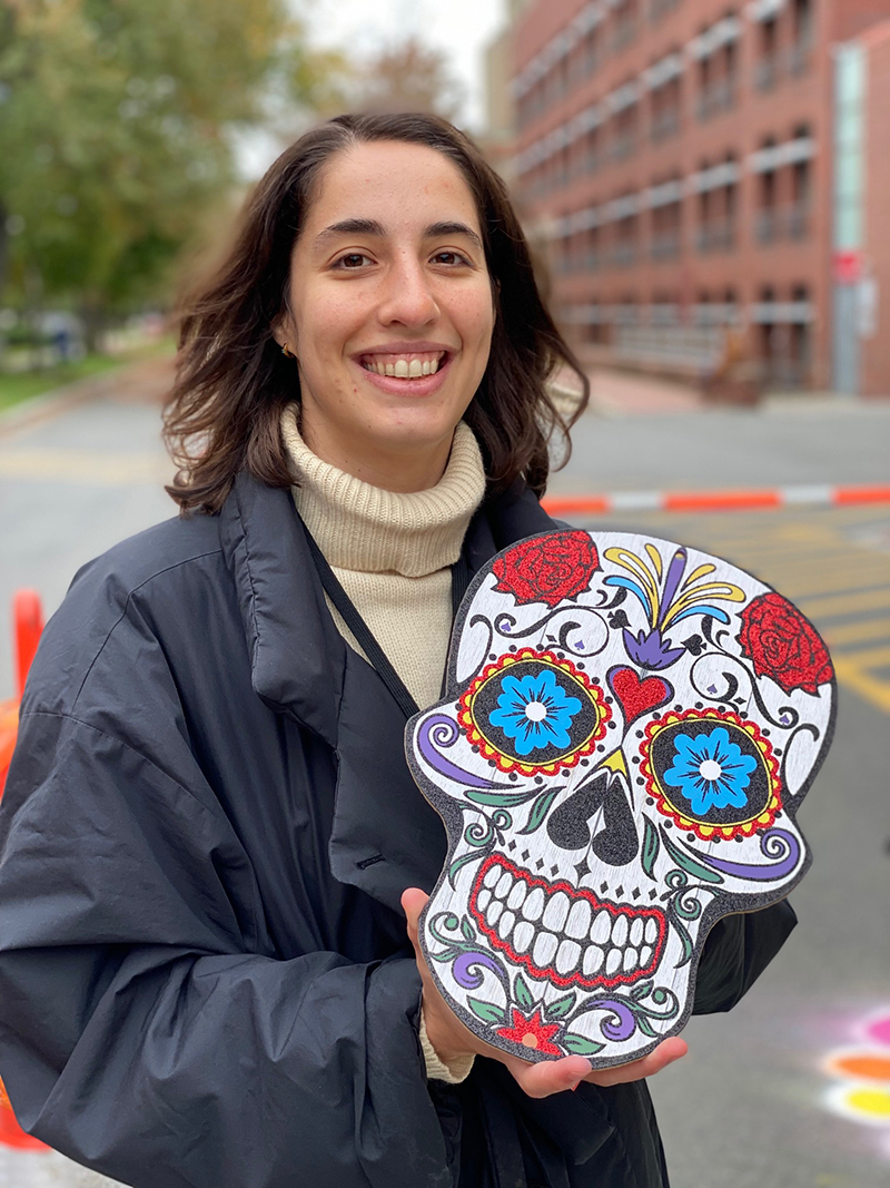 peabodymuseum's tweet photo. This past Friday guests chalked the sidewalk in front of museum in readiness for tonight’s Día de los Muertos / #Dayofthe Dead Commemoration. Registration for the outdoor candle lighting is open until 2pm ET today: https://t.co/fPDVNn7btE. Rain or shine. Photos © Tony Rinaldo. https://t.co/mFbAMiRg9O
