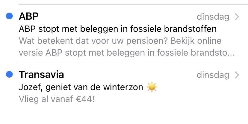 Zomaar 2 opeenvolgende mails in mijn inbox. Zoek de verschillen in houding :-) @duurzaamheid @klimaatverandering @CO2voetafdruk