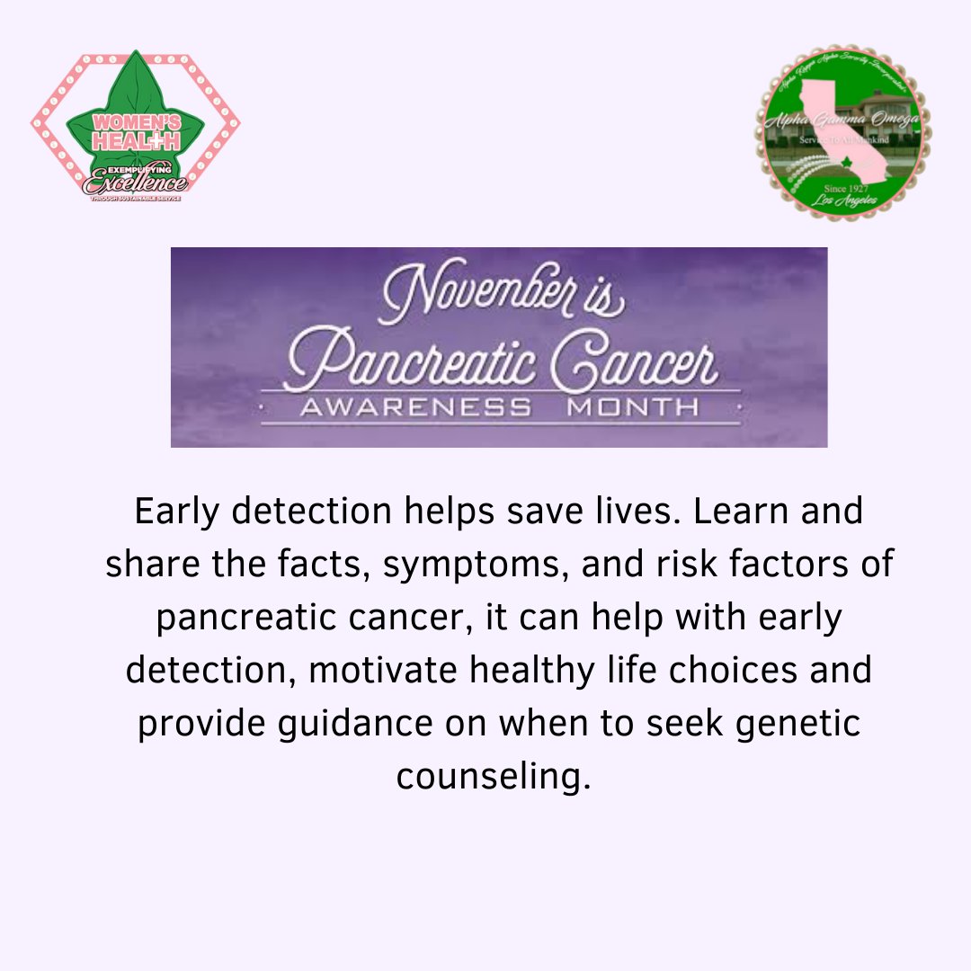 AKAAGO1927's tweet photo. November is Pancreatic Cancer Awareness Month! Alpha Gamma Omega is raising awareness about the risks of pancreatic and the urgent need for earlier detection. For more information, visit https://t.co/lYLtg8jINE
#AKA1908 #AKAAGO1927 #PANCREATICCANCERAWARENESS https://t.co/hsIXtBbjUh