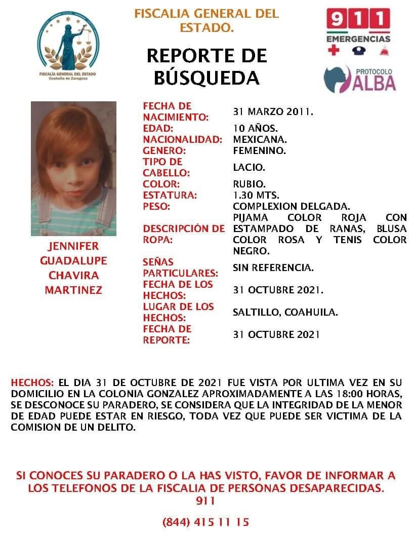 SigloCoah03's tweet photo. Emite @Desaparecidos05 ficha de búsqueda para encontrar a Jennifer Guadalupe Chavira Martínez #Saltillo https://t.co/2mDybYH8A7