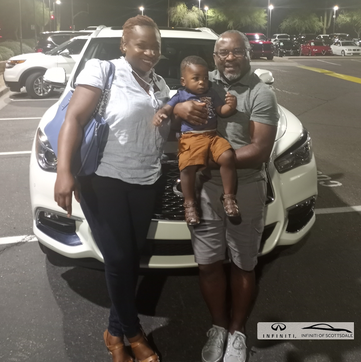 AZINFINITI's tweet photo. It's a happy 😀 May from #BuckeyeAZ celebrating the purchase of this beautiful 2018 #INFINITIQX60, assisted by the helpful Tinasche. Interested in a quality#INFINITIofScottsdale vehicle? Call 480-448-2423 and ask for Tinasche. #INFINITI #QX60 #BuckeyeINFINITI #Tinasche4INFINITI https://t.co/klGl1QtyJg