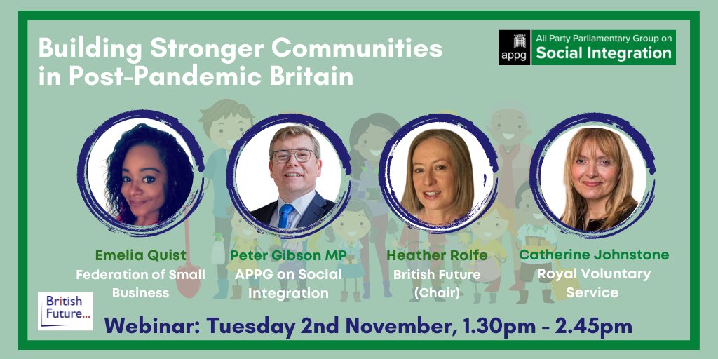 britishfuture's tweet photo. What lessons can the Levelling Up agenda draw from the rise in community spirit &amp; volunteering seen during #COVID19 ? Join @IntegrationAPPG tomorrow w/ Catherine Johnstone @RoyalVolService, @Gibbo4Darlo, Emilia Quist @fsb_policy &amp; @Heather_Rolfe
Register: https://t.co/Ee5e95fY85 https://t.co/XCcmkbEZlH