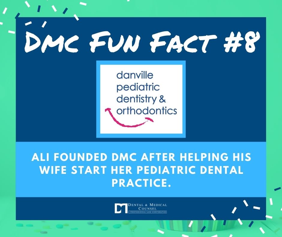 DentalCounsel's tweet photo. DMC Fun Fact #8 - Did you know that Ali was inspired to start DMC after helping his wife start her pediatric dental office?
#practicestartup #practicetransitions #startup #entrepreneursip #entrepreneur #dental #medical #optometry #veterinary #lawfirm #legal #dmc #dmcturns15 https://t.co/5vNnaLqtxf