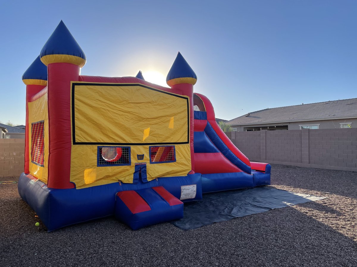 backyrdbounceaz's tweet photo. 6 in 1 Rainbow Combo on a clear sunny day! Rent yours now and use coupon code “combo15” when checking out  to get 15$ off! 
.
Call us at 480-848-3721 
Or book online at https://t.co/0EPqrvAPii 
.
#bouncehouse #bouncehouserental #bouncer #comboslide #sliderental #partyrental https://t.co/Yg7DGkm09T