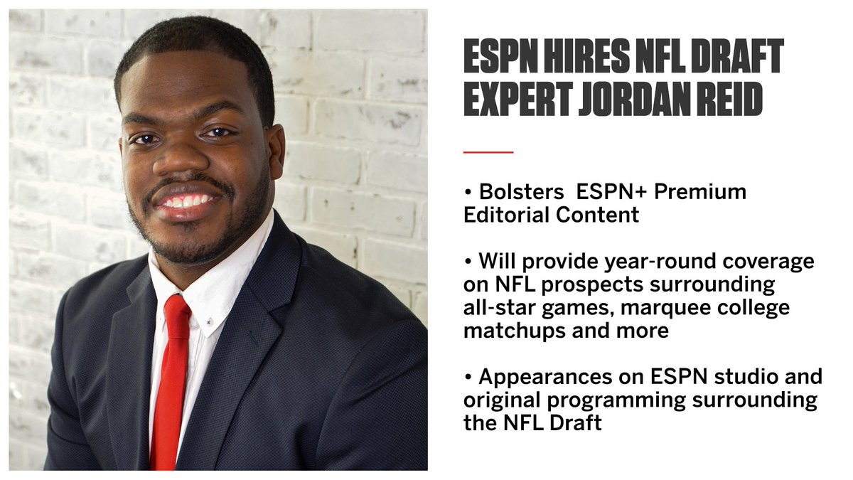 ESPNPR's tweet image. #NFL Draft expert @Jordan_Reid joins ESPN as a multi-platform NFL Draft contributor

More: bit.ly/3mzvhLD