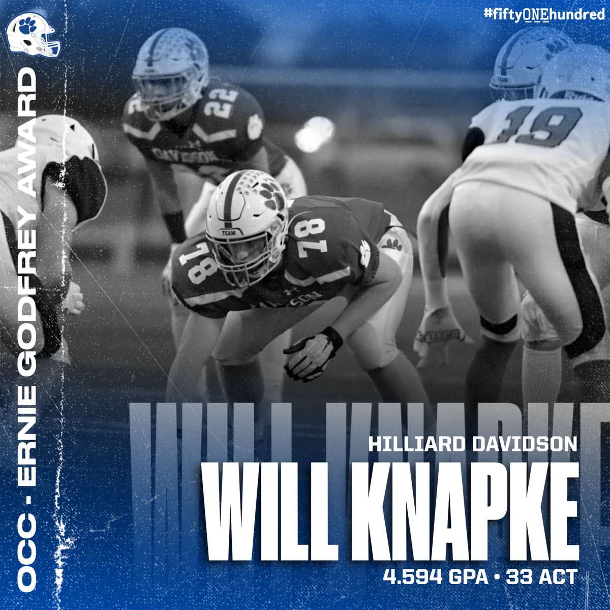 hdvfootball's tweet photo. Congrats to Will Knapke - 2021 OCC Ernie Godfrey Award Winner! #STUDENTathlete https://t.co/wq9SEwZfDF