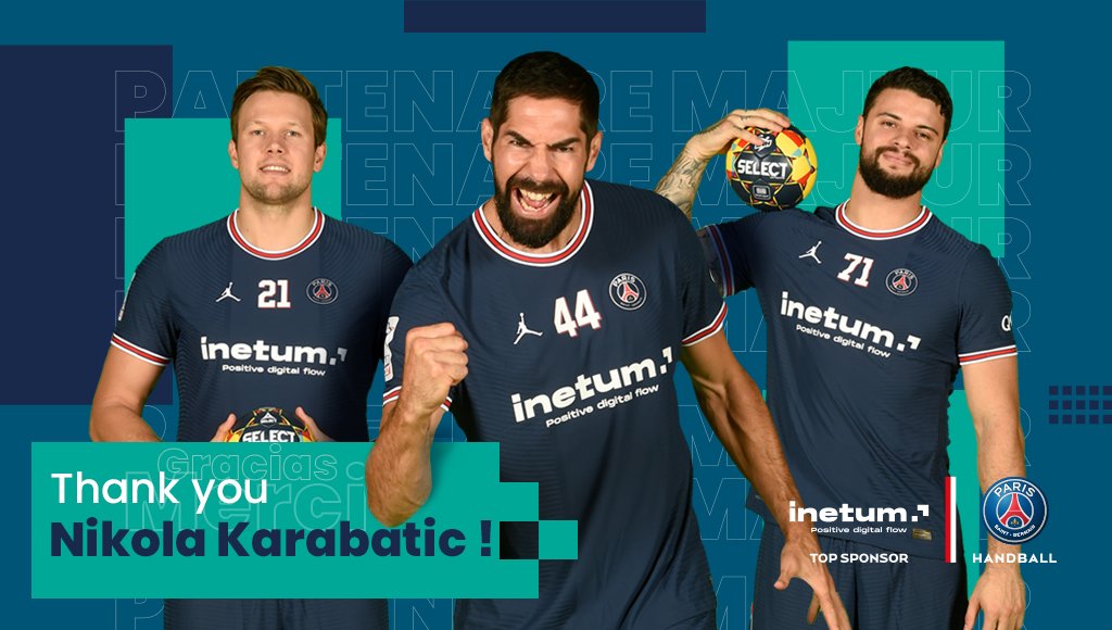 [#Sponsoring] <a href="/NKARABATIC/">NIKOLA KARABATIC</a> renews his contract for one year and will proudly wear the Inetum logo on its jersey until 2023. The Group’s 27,000 employees wish him many victories with the <a href="/psghand/">PSG Handball</a>.

We are proud to be a Top Sponsor of #PSG #Handball 🔴🔵

#WeAreInetum #PSGFamily