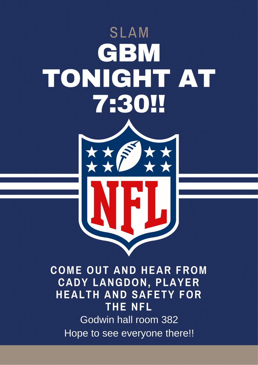 JMUSLAM's tweet photo. 🚨GBM is tonight at 7:30 in Godwin room 382!! We are excited to hear from Cady Langdon from the NFL. This will be a good opportunity for students looking to work in the professional side of sports! Hope to see everyone there🚨 https://t.co/cWjFH1K7O4