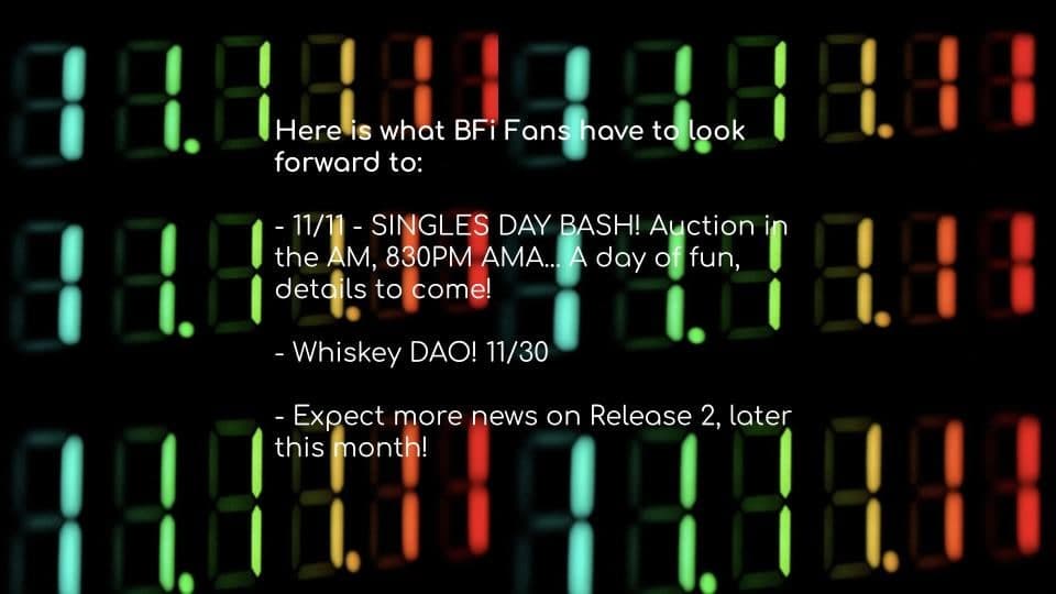 gm ... welcome to NOVEMBER!  

A handful of NFT/bottles from Release 1 🥇 on opensea.io/collection/str… - grab them before they disappear!

BarrelFi's Nov:
- 11/11 - SINGLES DAY! Auction in AM, AMA in PM! 🥳
- 11/30 - History Making Whiskey DAO! 🤯
- More news on Release #2 ...🥈