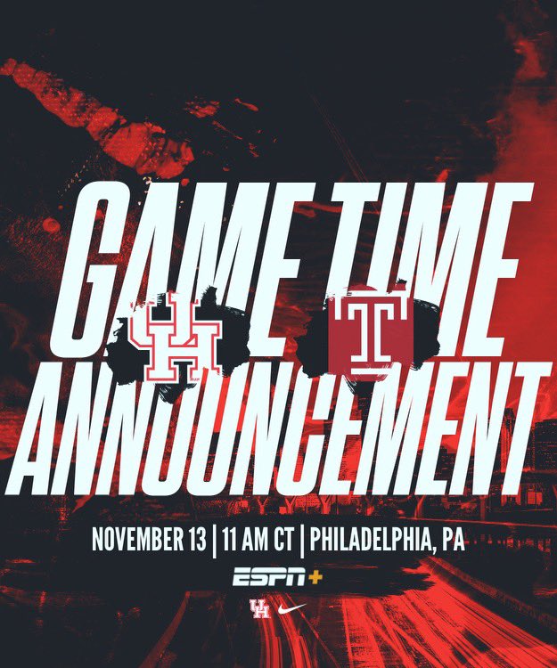 UHCougarFB's tweet photo. Kick info set for Temple trip.
#GoCoogs https://t.co/cHQKyCPFNL