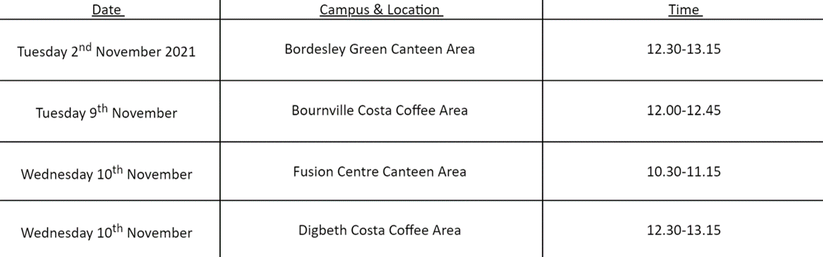 southandcitycol's tweet photo. Would you like to meet the Principal?

Every term Mike visits our campuses to provide students with the opportunity to meet him and talk to him with any suggestions, concerns or questions. 

Tomorrow, Mike will be at Bordesley Green and would welcome you to chat with him! 😊 https://t.co/sL8KeVWqRC