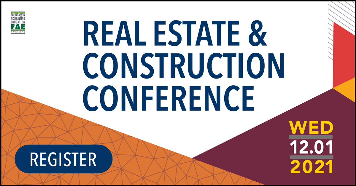 ny_cpasociety's tweet photo. Worth 8 CPE credits, the Real Estate &amp; Construction Conference is specific to the real estate and construction industries and can benefit all practitioners. Choose one track to register today:

Real Estate: https://t.co/o8R13XYhne
Construction Contractors: https://t.co/NaCk0gU6Ne https://t.co/MvbRCVf4Yf