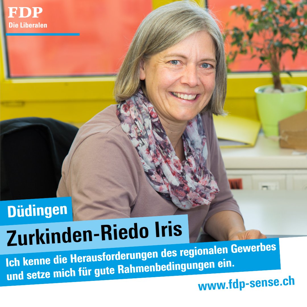 FdpSense's tweet photo. Zurkinden-Riedo Iris ist Generalrätin in Düdingen und Grossratskandidatin für die FDP Sense https://t.co/1Py4fFUn4H #grossrat #wahlen #sensebezirk #fdpsense https://t.co/8NMryTJhgz