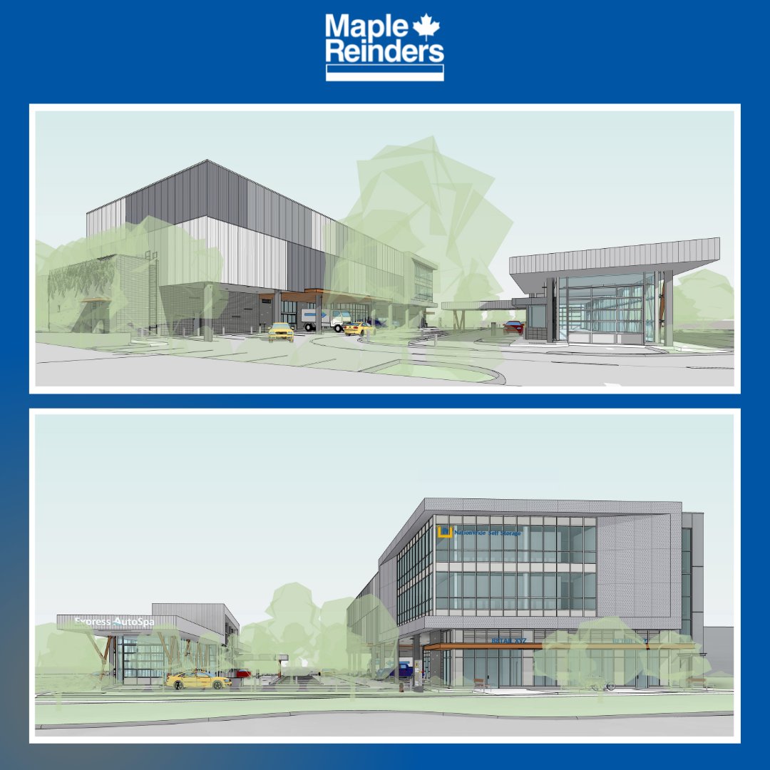 MapleReinders's tweet photo. A few weeks ago our Maple Reinders team broke ground in Surrey, BC for another Nationwide Self-Storage and Auto Spa project. Take a look at the new renderings for this 5 storey self-storage building with a separate car wash facility. #maplereinders #nationwide #selfstorage https://t.co/VJb8n44iil