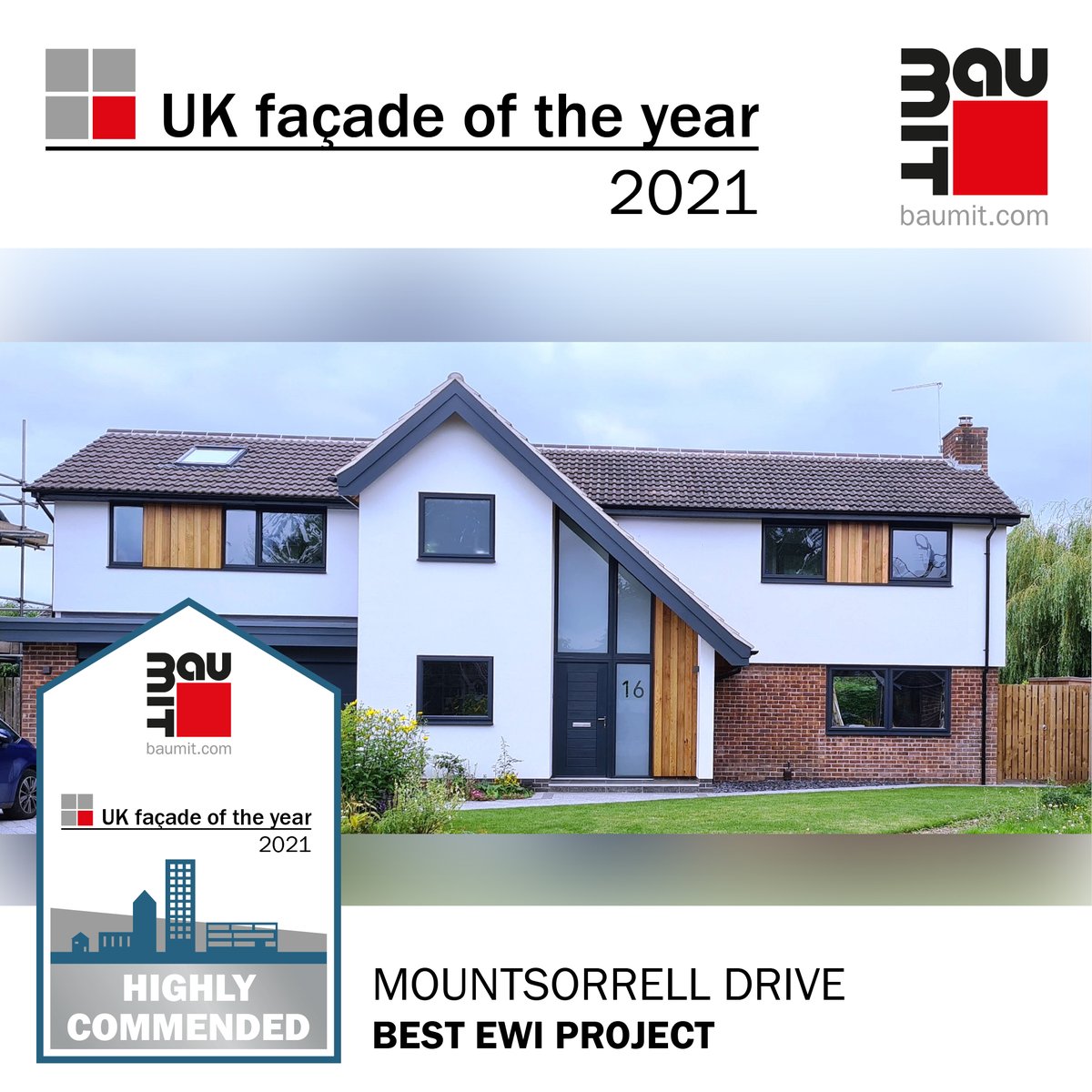 BaumitUKLtd's tweet photo. Congratulations to McNamara Construction winners of the UK Façade of the Year in Best EWI Project category with Swiss Cottage. Congratulations also go to @wpsplastering  and @Envirorend_SE for their projects which received a Highly Commended award. #UKFacadeoftheYear #BaumitUK https://t.co/mMUke9xsi0