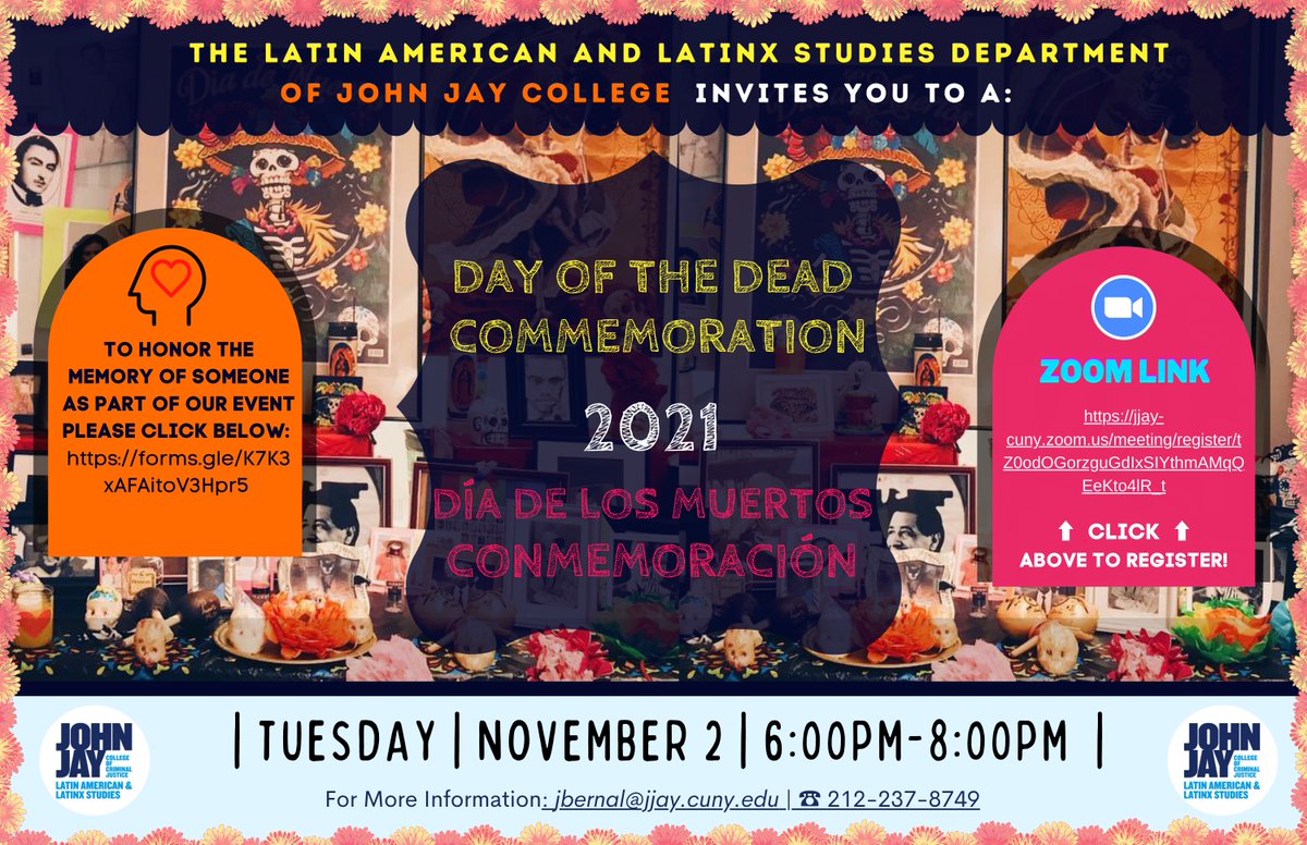 JJayLLS's tweet photo. EVENT: Please join us this year in commemorating the DAY OF THE DEAD / DÍA DE LOS MUERTOS. 
| Tuesday, November 2, 2021 | 6:00 pm to 8:00pm | Registration Link: |  https://t.co/LJyAArCUxf | To Contribute a Recuerdo/Rememberance | https://t.co/8jVhgf4osm | https://t.co/x5uNHFZumd