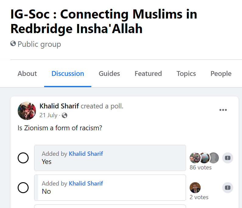 TalOfer's tweet photo. The @Conservatives candidate in Clayhall (@redbridgecons) is an admin of a facebook group where he posted a question 'is Zionism a form of racism'. Here are some of the comments which still available as of today. It's interesting to note as well that ....1/2 https://t.co/8olnm5J1Ho