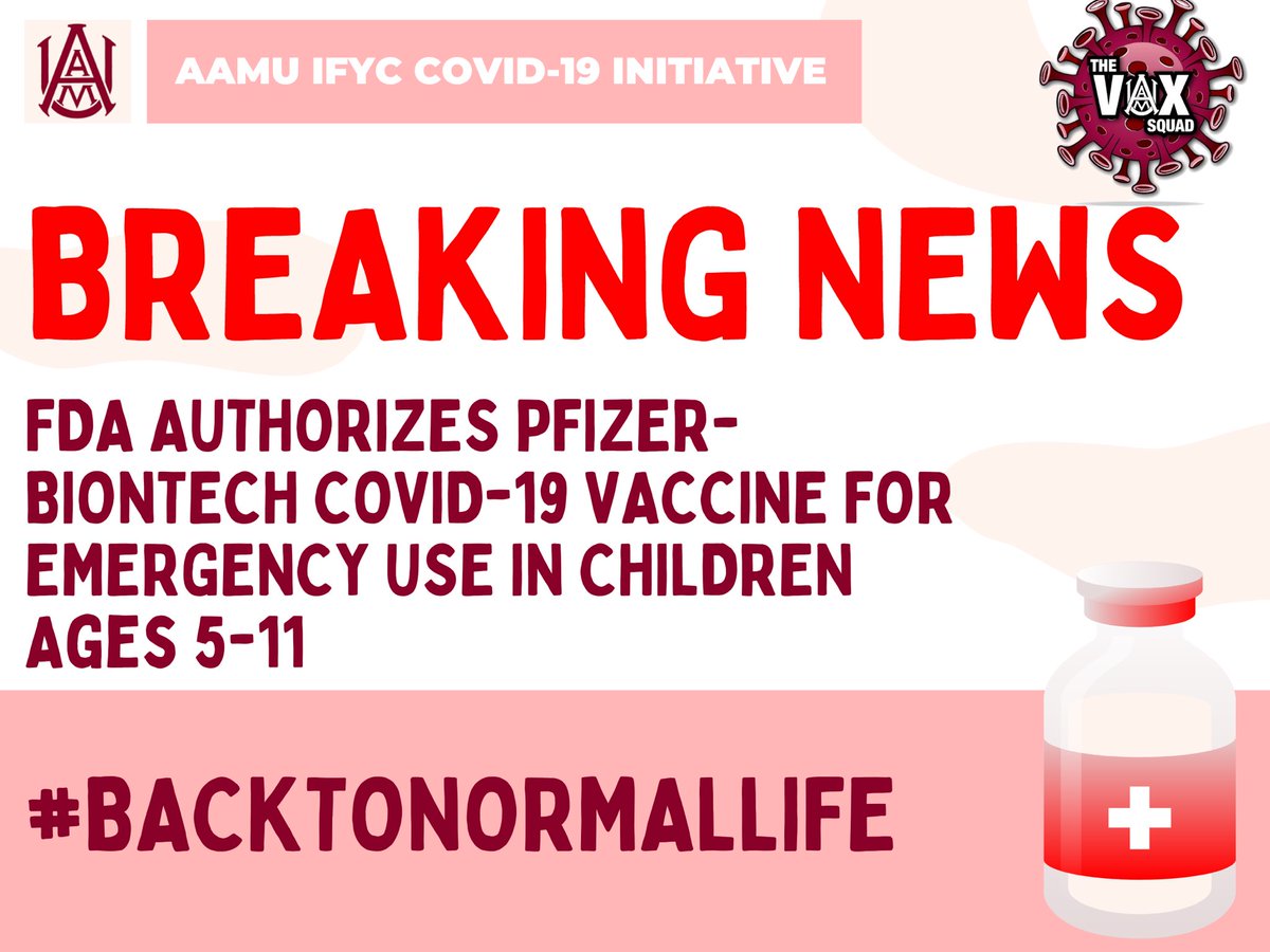 aamuvaxsquad's tweet photo. Here is the newest update about the vaccine regarding children use‼️ #fdaapproved #backtonormallife #vaxsquad https://t.co/zby5AkxXbv