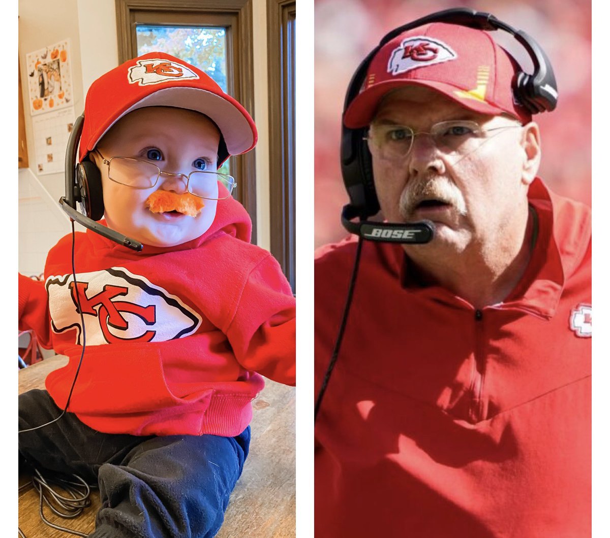 bridget_lyons's tweet photo. Lil’ Andy Reid. How bout those…CHIEFS!! #ChiefsKingdom  #andyreid https://t.co/kJJbNvIRsd
