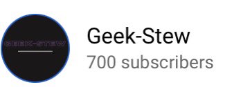 geek_stew's tweet photo. Geeks and stew lovers! Another milestone! We reached 700 subs! Thank you again for the continued support! https://t.co/XcbXFPFoA7