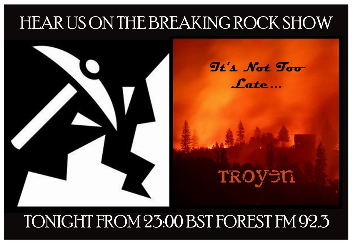 Troyen14's tweet photo. Tune into @pjbreakingrock
tonight 11pm (GMT) for more Troyen airplay to hear our new single 'It's Not Too Late' on Forest FM 92.3 or stream live via https://t.co/3mmYpXzA9U #ForestFM #COP26Glasgow #ItsNotTooLate @loverocksfest @thursdayrocker https://t.co/gthTIkBATB
