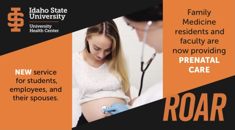 ISUHealthCenter's tweet photo. The ISU Health Center is in cooperation with ISU family medicine residency program to provide prenatal care for students, faculty/staff or their spouses. To schedule an appointment with one of the residents, give us a call! #IdahoState #isuhealthcenter https://t.co/MjdqXuxl5w