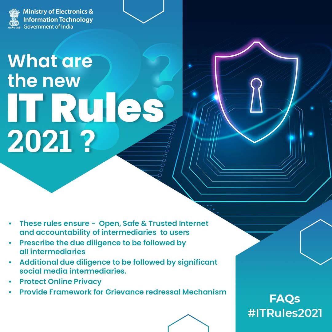 GoI_MeitY's tweet image. What are the new #ITRules2021?

Read the document released by MoS @Rajeev_GoI today that attempts to respond to general queries on these Rules in a simple and easily understandable manner for a common user and also for intermediaries.
