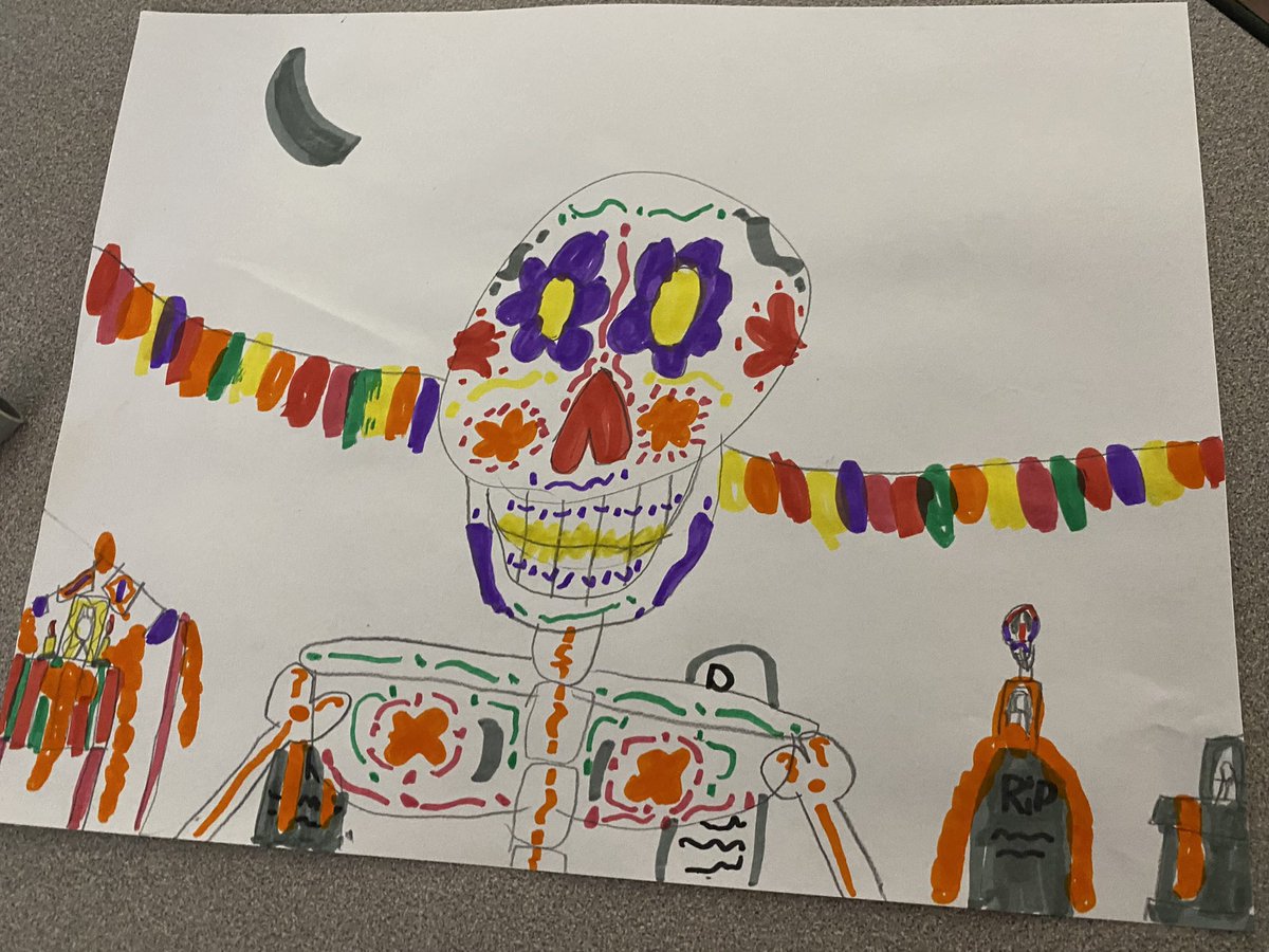 MsHaylieGuzman's tweet photo. Spent a little of our morning learning about #DiaDeMuertos   ! We loved making connections to Pixar’s Coco and drawing the ways they celebrate! https://t.co/RX2NSXJgUg