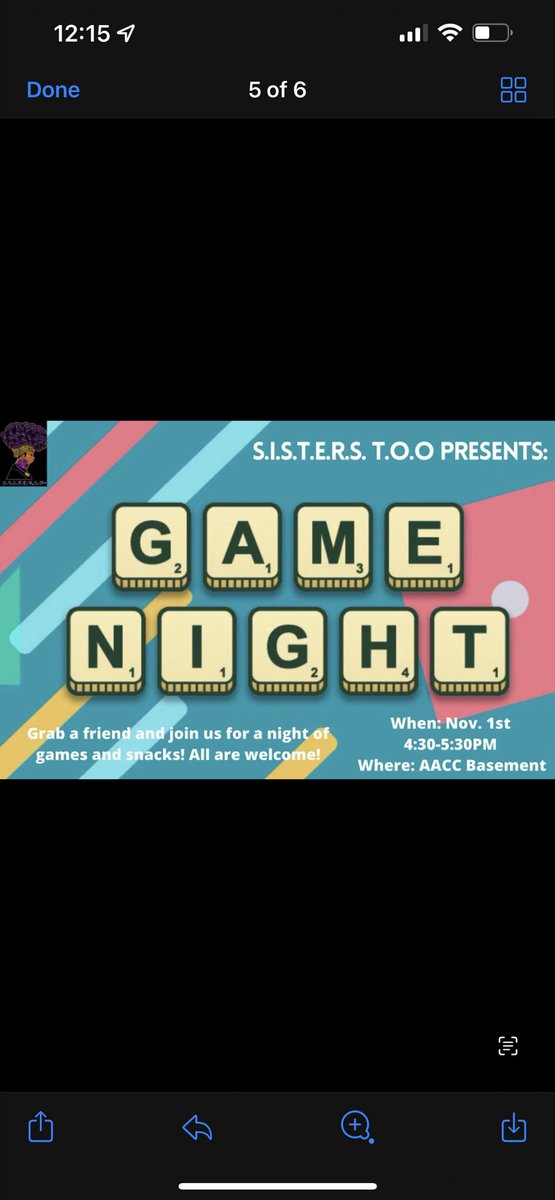 Thé ladies of S.I.S.T.E.R.S. Too will be having a Game Night today! Come out give yourself a breather before we head into the last few weeks of the Semester. 🙌🏾💜💜