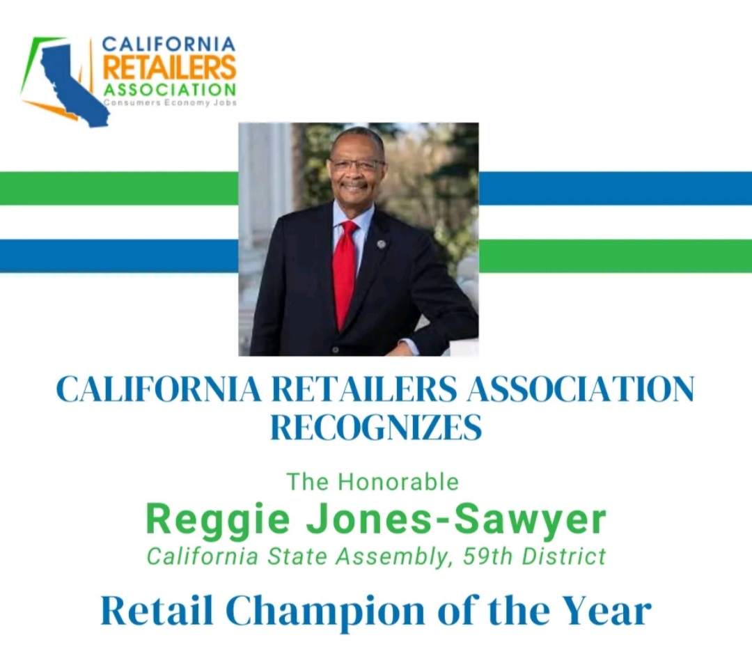 JonesSawyerAD57's tweet photo. Honored to be recognized by the @CaRetailers for my efforts to protect retailers and consumers from organized retail theft operations. #AB331 is now law after @CAgovernor @GavinNewsom signed earlier this year. https://t.co/iWwYd3tniL