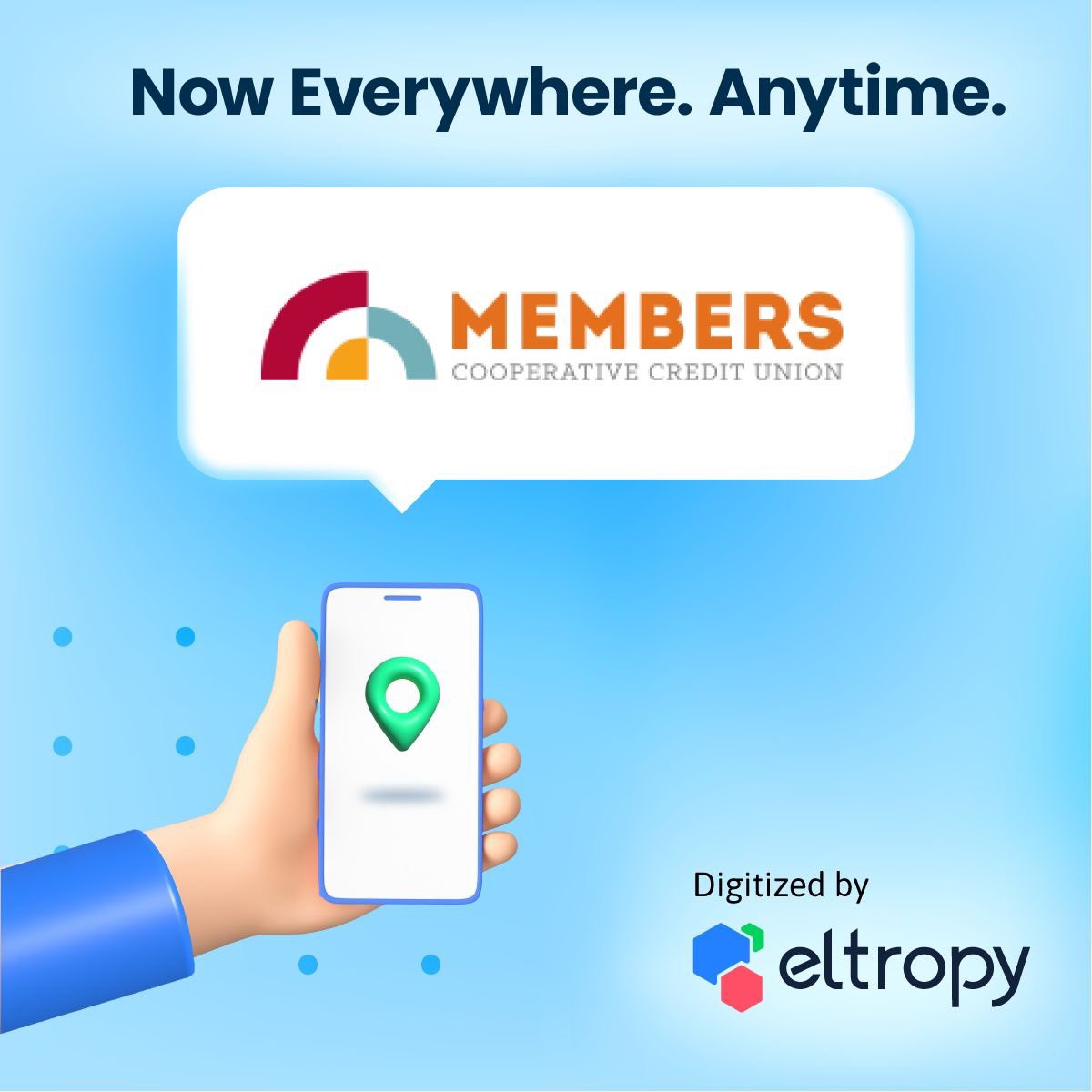 eltropy_inc's tweet photo. Kicking off the week welcoming @MembersCoopCU to our family of #CreditUnions! Eltropy is honored to bring #DigitalCommunication to your members. #WeGetTheMessage #MondayMotivation #fintech #omnichannel #TextMessage #ChooseTexting #VideoBanking #chatbots #cobrowsing #CUObsessed https://t.co/9JWIzz5K1M