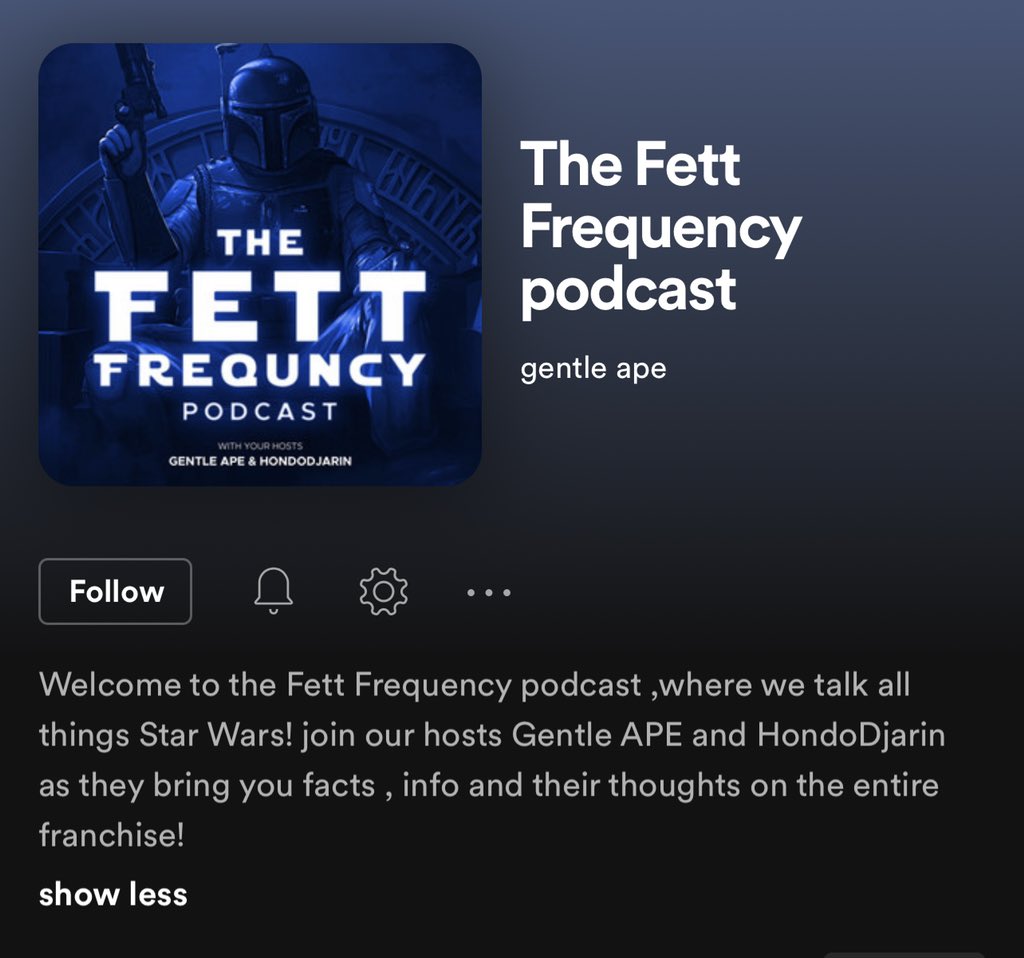 FrequencyFett's tweet photo. Now on Spotify! Why not check it out and see if you can handle the Fett. #podcast #Spotify #StarWars #audio #fett https://t.co/K08w2uHhkq