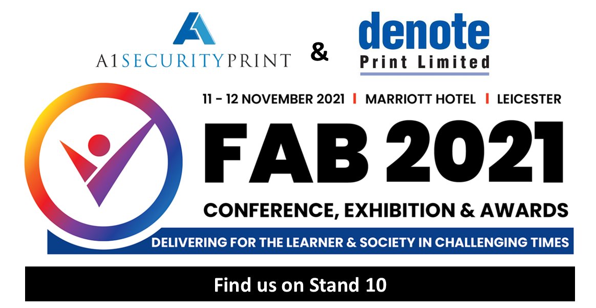 A1 Security Print (@a1securityprint) on Twitter photo On 11th & 12th November, we'll be at exhibiting at #FAB21. Each year, we co-exhibit with <a href="/vanessa_denote/">Denote Print</a> to present the very best of Print and Security Print solutions. Visit <a href="/AwardingBodies/">Federation of Awarding Bodies (FAB)</a>' website to book your tickets
#education #events #universities #exams #highereducation On 11th & 12th November, we'll be at exhibiting at #FAB21. Each year, we co-exhibit with <a href="/vanessa_denote/">Denote Print</a> to present the very best of Print and Security Print solutions. Visit <a href="/AwardingBodies/">Federation of Awarding Bodies (FAB)</a>' website to book your tickets
#education #events #universities #exams #highereducation