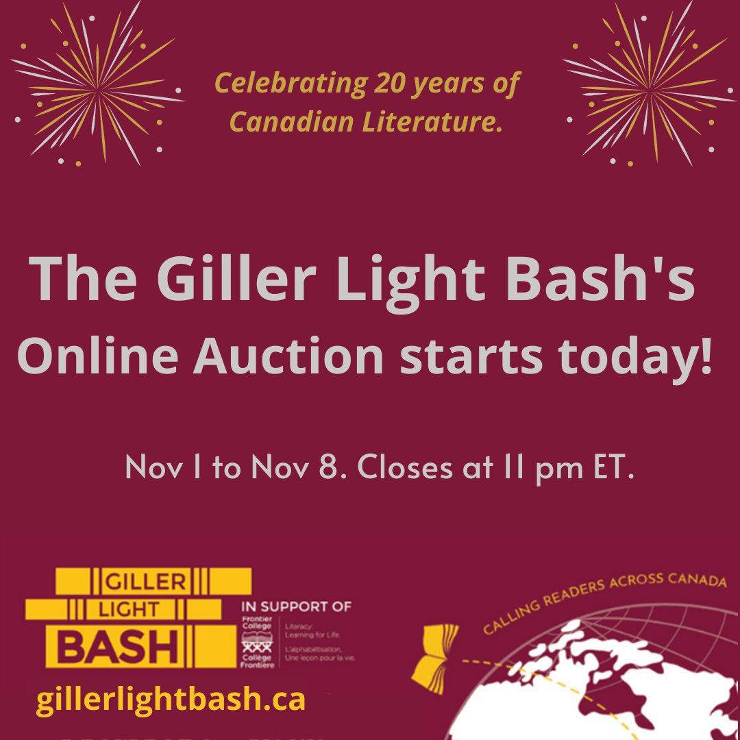 GillerLight's tweet photo. The Giller Light Bash's Online Auction starts today and goes until November 8th at 11 PM ET. Don't miss out on the chance to win a variety of great items while also supporting our mission of spreading literacy coast-to-coast.
https://t.co/mySYXvRejc https://t.co/JS03Pwv7oP