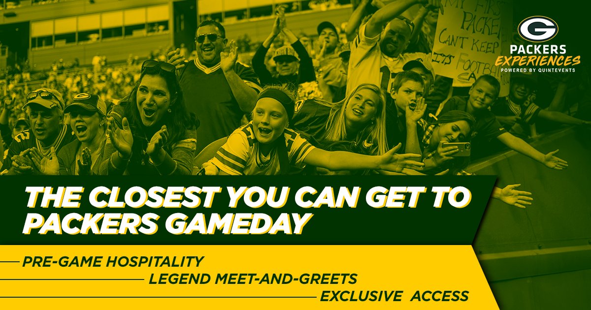 PackersPromos's tweet photo. Donโt miss your chance to join Packers Experiences Powered by @QuintEvents this season!
VIP Fan Experiences are still available for all remaining home games at @LambeauField โก๏ธ https://t.co/tfxKWnLieZ
#PackersExperiences #QuintEvents https://t.co/xd2GqdTh5f
