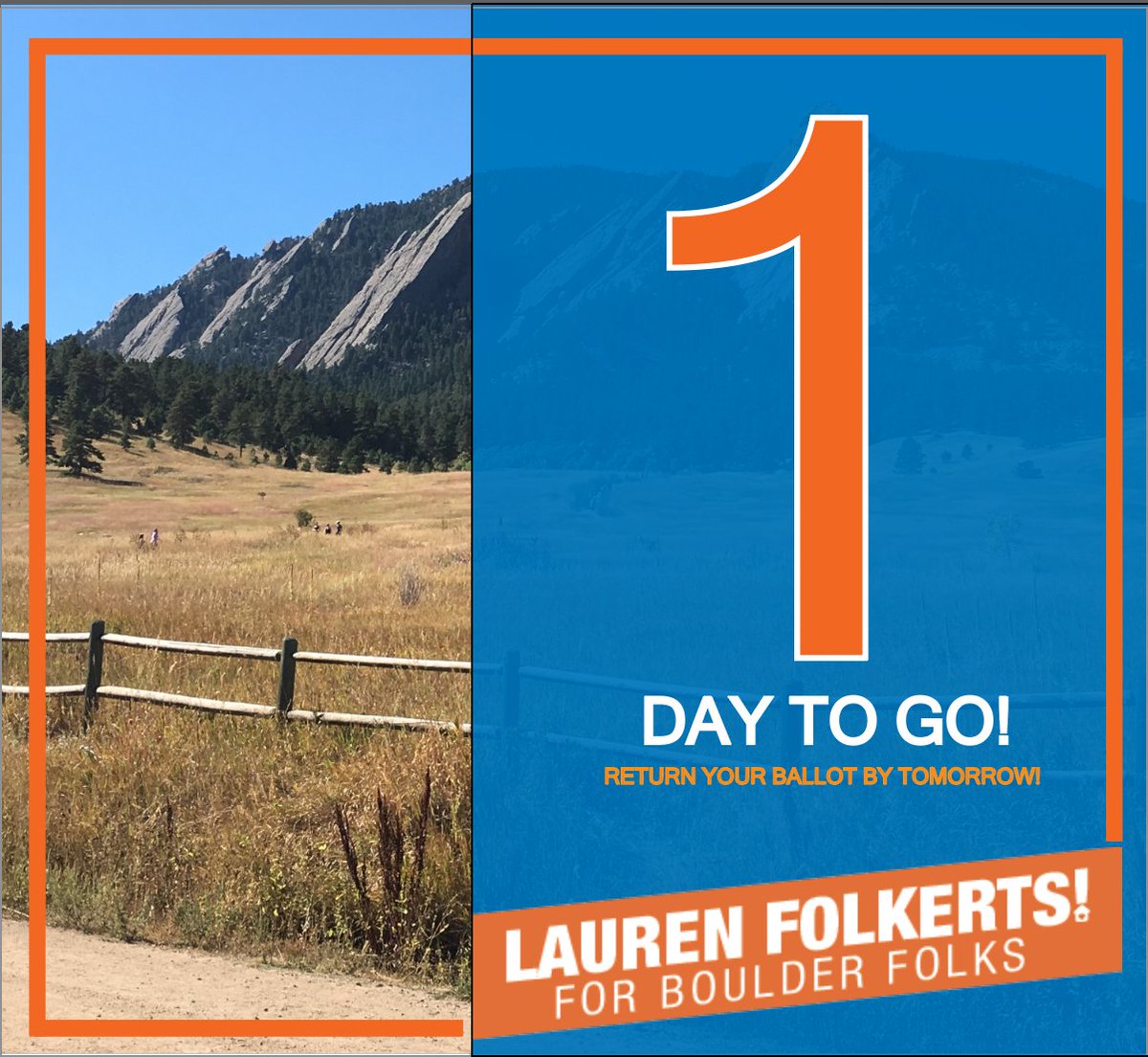 TOMORROW IS ELECTION DAY, BOULDER! I'm so thankful for the support I've received throughout this campaign. Remind your family, friends, and neighbors to get those ballots returned!