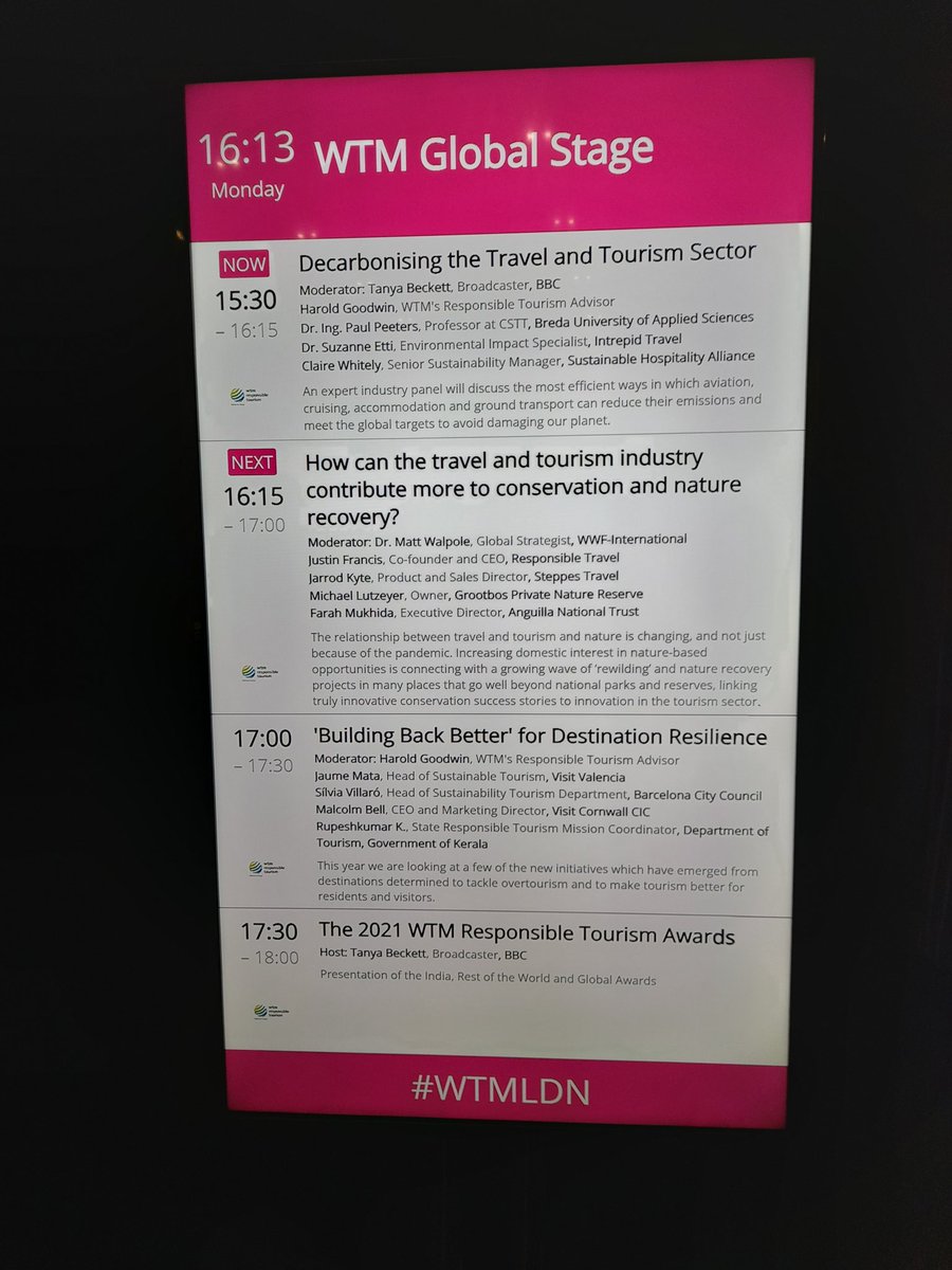 JaumeVLC's tweet photo. Here we are, ready to take the floor to share our destination initiatives to take action in climate change, to learn ang get inspiration from our worldwide colleagues at #WTMRT . Thinking global, acting local. @Valenciaturismo @GlobalOmnium @GSTC_ @FundVisitVal @1PlanetTourism https://t.co/FMSlcNBIeN