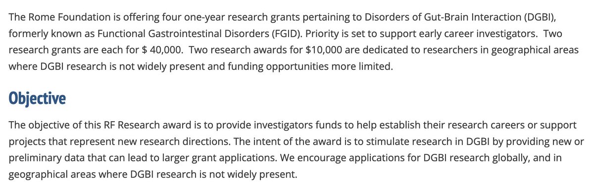 RomeFoundation's tweet photo. Ready to apply for your chance at two awards at $40K each and two awards at $10k each in the area of DGBI?? The application is now open for Rome Foundation annual research awards in Disorders of Gut Brain Interaction. https://t.co/LEOvNFJPEX
@esnm_eu @ANMSociety @RomeGastroPsych https://t.co/fp4LYKCRBL
