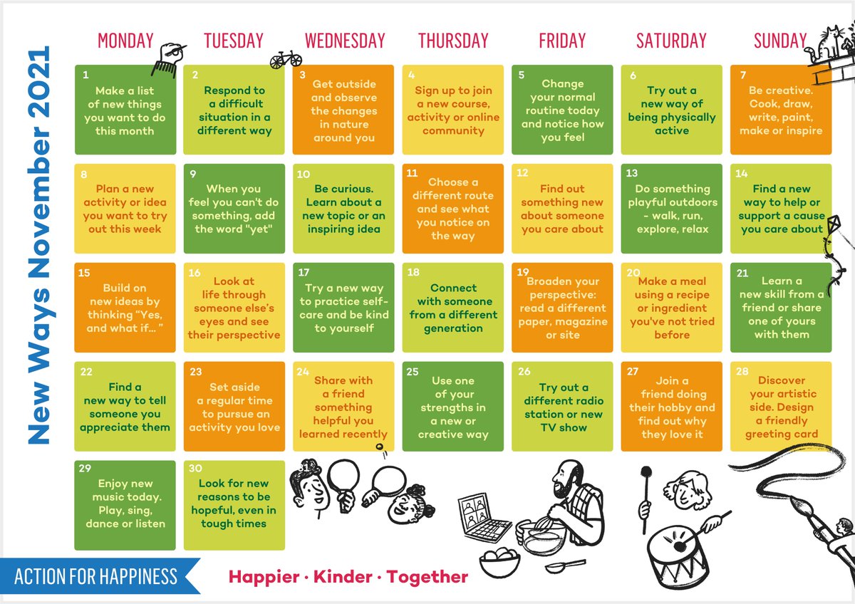Thanks to Action for Happiness for the amazing November calendar! Its always great to try something new!!
