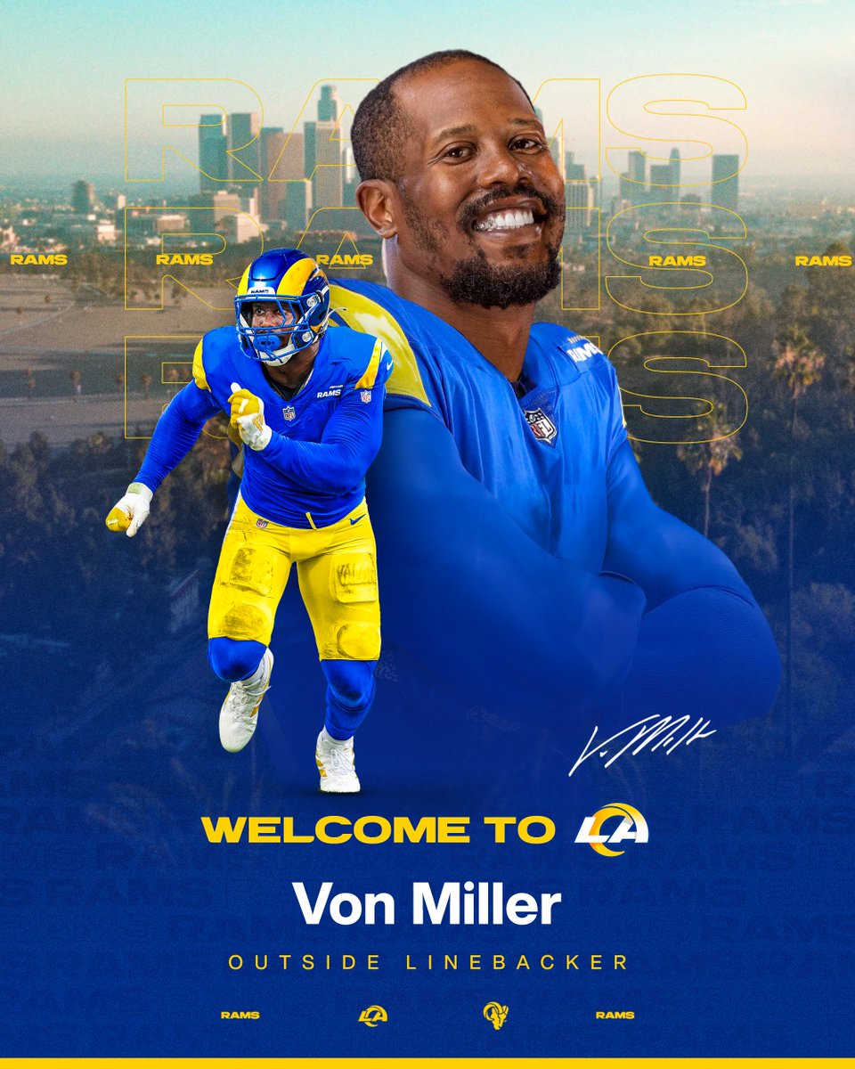 RamsNFL's tweet photo. Another great is coming to LA.

Let's get after it, @VonMiller. 🤝 https://t.co/GKgTnTUQ4X